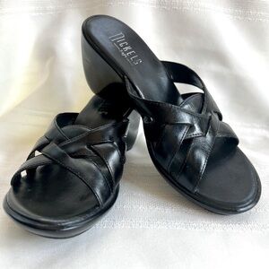 Nickels Soft Women's Templete Black Lthr Heeled Sandal Sz 6 EUC Made‎ in Brazil